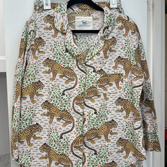 Print Fresh Bagheera Blush Long Pajamas Sleep Set Women's Cotton Sz Xs - Picture 2 of 10